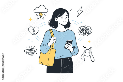 Invisible disabilities awareness. A person appearing calm and capable while carrying subtle inner strain symbols, representing unseen challenges. Respectful