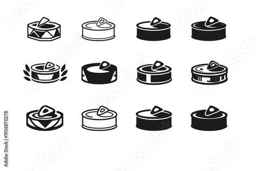 pate. Icon set. Set Logo of pate: vintage pate tin can. harmonious logo variations of the same emblematic concept, each with different artistic interpretation