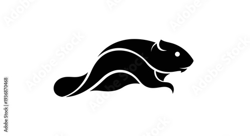 Stylized black beaver silhouette on white
