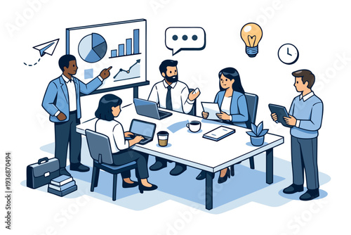 Different kind of bussiness meating Flat style