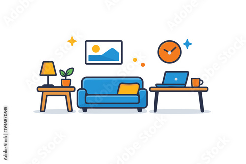 Intentional living in a clutter free environment expressed through a tidy interior with only essential elements, suggesting simplicity, control, and mental