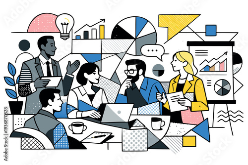 Different kind of bussiness meating Flat style