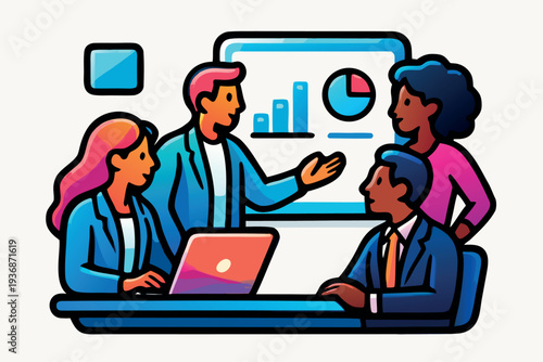 Different kind of bussiness meating Flat style