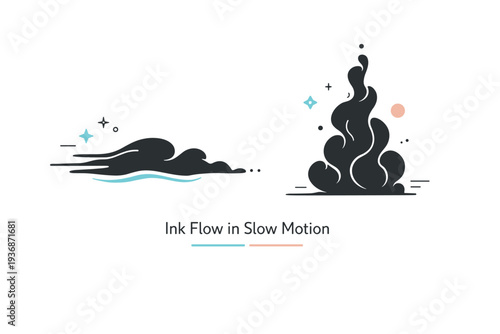 Ink flow slow motion video concept. Ink spreading horizontally and vertically with smooth gradients of motion, emphasizing time and fluidity. Minimal and
