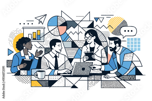 Different kind of bussiness meating Flat style