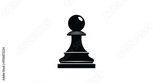 A stark black pawn chess piece is prominently displayed against a clean white background high quality