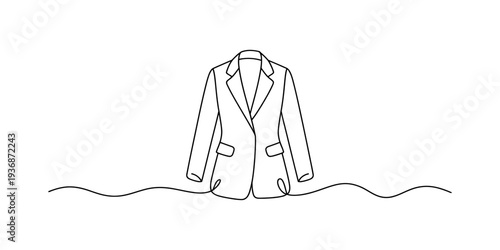 Single line drawing of a formal business blazer jacket, simple and elegant, minimalist style