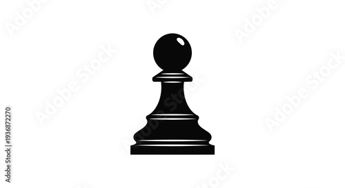 A minimalist depiction of a black chess pawn isolated on a clean white background high quality
