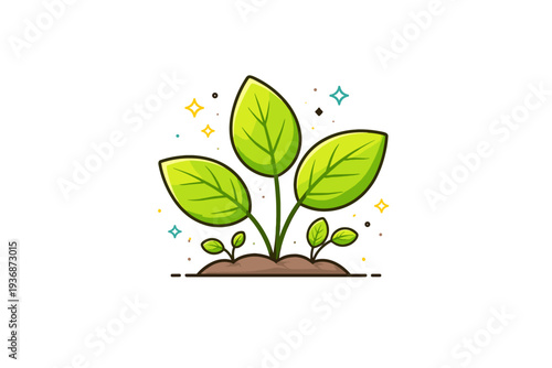 Spring leaves capturing the feeling of early growth as fresh green leaves gently unfold, symbolizing renewal, lightness and seasonal change. Minimalist flat