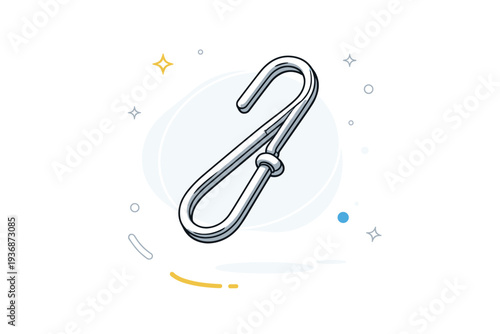 Curtain Hook. A single curtain hook floating in space, clean metal curve and simple form with subtle highlights. Calm, minimal mood focused on everyday object