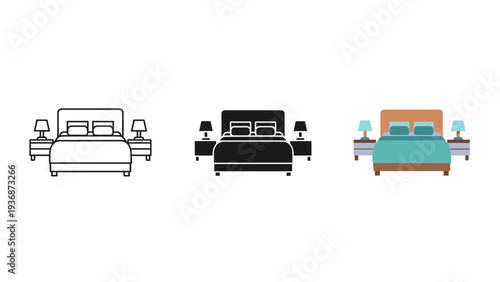 Bed Bedroom Furniture Icon Concept