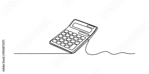 Single Line Drawing of a Calculator on a White Background
