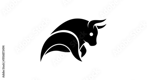 Stylized black bull silhouette logo