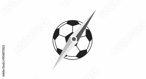 Black and white soccer ball with clock hands overlay.