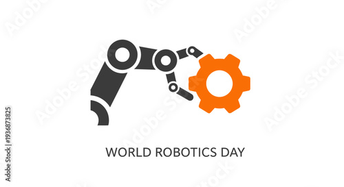 World Robotics Day robotic arm graphic illustration.