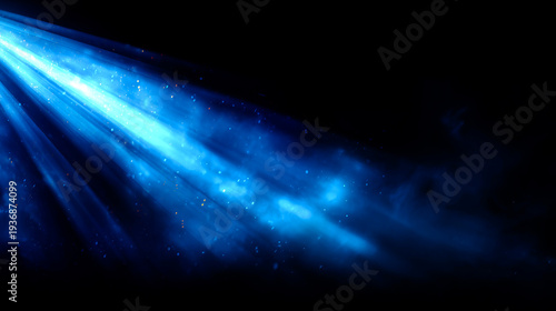 幻想的なブルーの光線と漂うスモーク