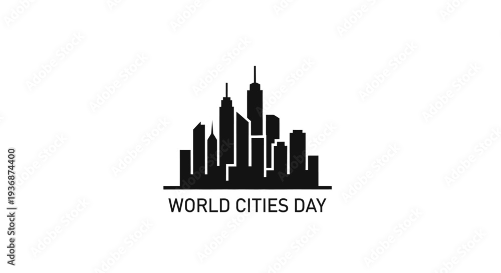 Fototapeta premium World Cities Day cityscape silhouette illustration.