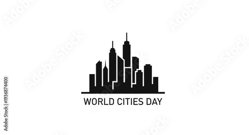 World Cities Day cityscape silhouette illustration.