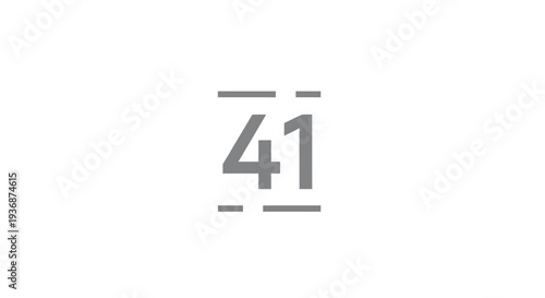 Simple gray number forty one on white background.