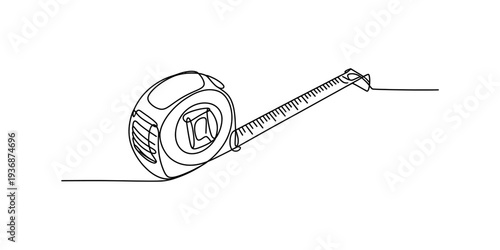 Measuring tape unrolling on white background precision tool design flat lay minimalist