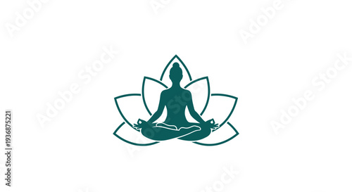 Yoga meditation lotus position silhouette logo.