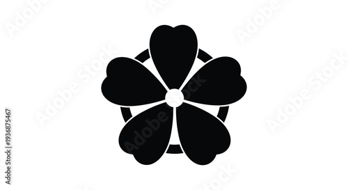 A minimalist depiction of a black four leaf clover against a stark white background high quality professional