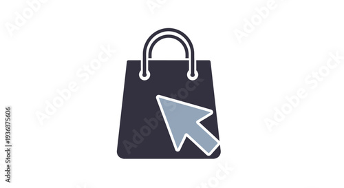 Shopping bag with cursor icon.