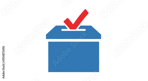 Voting box with red checkmark symbol.
