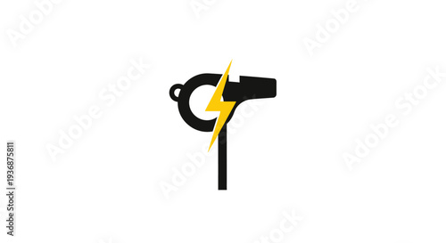 Electric shock handcuff police arrest symbol.