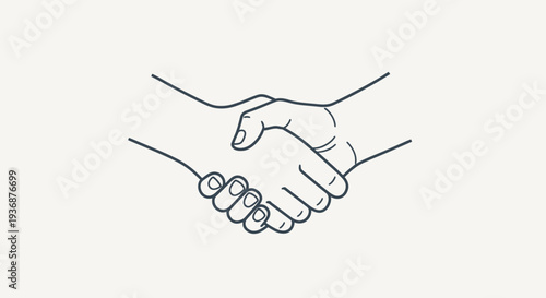 Simple Line Art Handshake Illustration