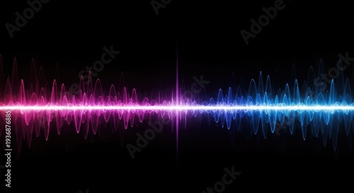 Dynamic abstract digital waveform pattern showing energy transmission and rhythmic oscillation against a dark background, ideal for technology themes ,wave ,transmission ,dynamic