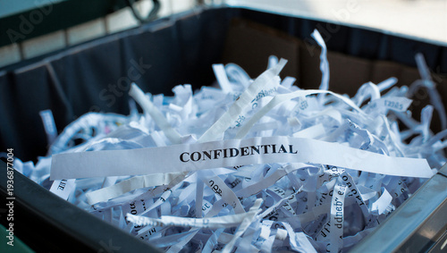 Φωτογραφία Shredded confidential paper filling a waste bin highlights the importance of data protection and privacy