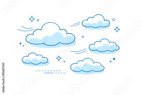 Blue sky with soft clouds. A calm open sky scene with light fluffy clouds slowly drifting across a clear blue background. The mood feels peaceful and airy,