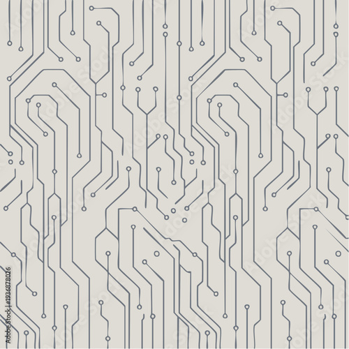 Seamless abstract circuit board pattern, a representation of intricate electronic pathways and the fundamental connectivity within modern technological systems