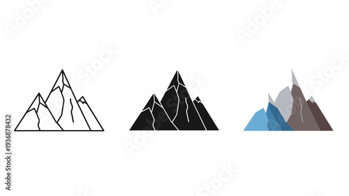 Mountain Peaks Icons Business Metaphor