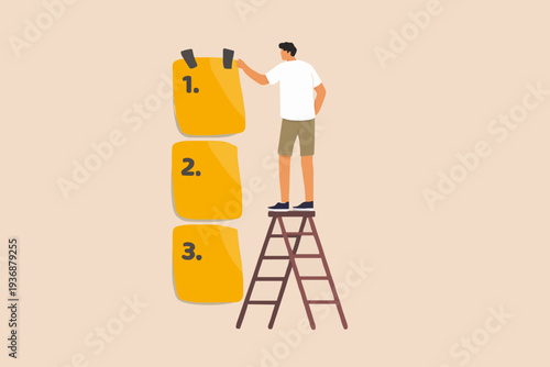 Man On Ladder With List