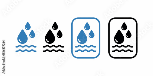 Humidity and Moisture Level Icon Illustration Featuring Water Drop, Wave and Moisture Measurement Symbol for Quality Control