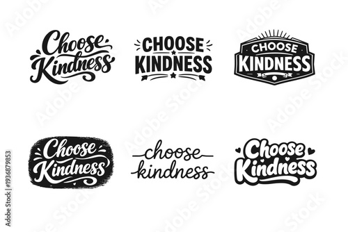Choose Kindness. Set lettering. harmonious lettering variations of the same emblematic concept, each with different artistic interpretation (Bold