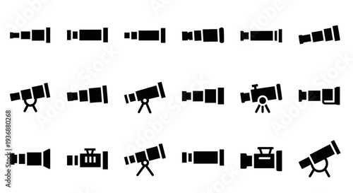 Collection of Camera Icons Representing Photography Equipment