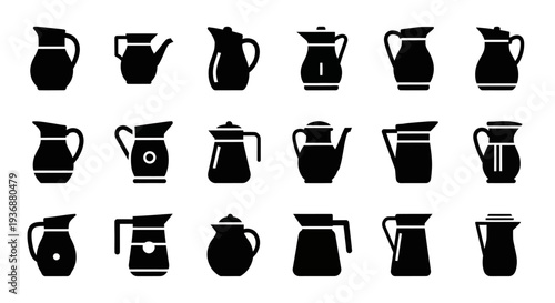 Collection of various coffee maker silhouettes displayed together in a grid format.