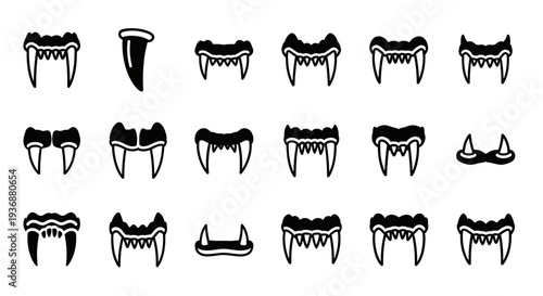 Collection of Various Animal Teeth Illustrations Displayed in a Grid Layout