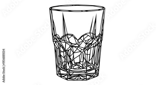 Detailed illustration of a crystal glass with intricate geometric patterns, perfect for beverages.