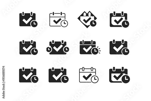 Thursday. Icon set. Set Logo of Thursday: routine symbol. harmonious logo variations of the same emblematic concept, each with different artistic