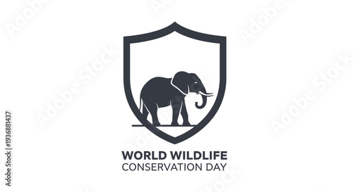 World Wildlife Conservation Day logo with elephant silhouette.