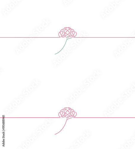 カーネーション型水引付きのし紙（赤）母の日和風テンプレートベクターイラスト