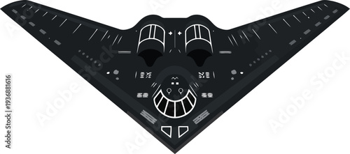 B2 bomber jet blueprint vector stealth aircraft technical drawing  illustration.
