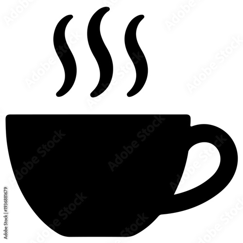 Steaming hot coffee cup icon in modern minimalist design