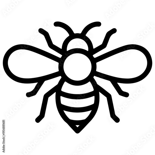 Modern black bee icon for business or nature themes
