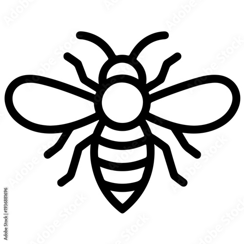 Modern black bee icon on clean background for design projects