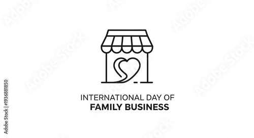 International Day of Family Business logo with storefront and heart symbol.